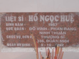 Nhắn tìm thân nhân liệt sỹ Hồ Ngọc Huệ