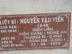 Nhắn tìm thân nhân liệt sỹ  Nguyễn Văn Viễn