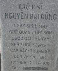 Tìm thân nhân liệt sĩ Nguyễn Đại Dũng