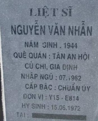 Tìm thân nhân liệt sĩ Nguyễn Văn Nhẫn