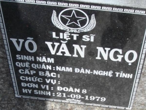 Tìm thân nhân liệt sỹ Võ Văn Ngọ