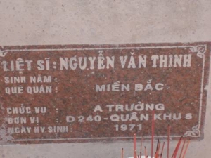 Nhắn tìm thân nhân liệt sỹ Nguyễn Văn Thinh