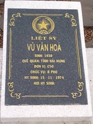 Nhắn tìm thân nhân liệt sỹ Vũ Văn Hóa 