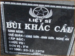 Nhắn tìm thân nhân liệt sỹ  Bùi Khắc Cẩu
