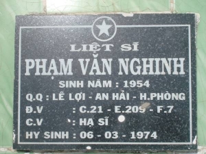 Tìm thân nhân liệt sĩ Phạm Văn Nghinh