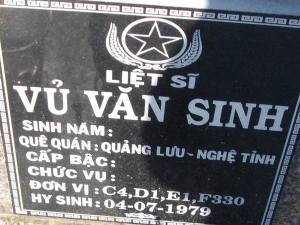 Nhắn tìm thân nhân liệt sỹ  Vủ Văn Sinh