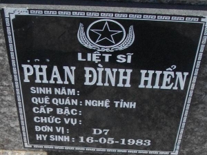Nhắn tìm thân nhân liệt sỹ  Phan Đình Hiển