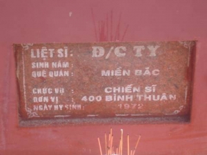 Nhắn tìm thân nhân liệt sỹ Ty