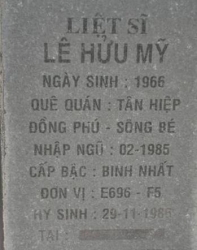Tìm thân nhân liệt sĩ Lê Hửu Mỹ
