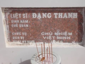 Nhắn tìm thân nhân liệt sĩ Đặng Thanh