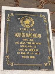 Nhắn tìm thân nhân liệt sỹ  Nguyễn Khắc Khoan 