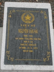 Nhắn tìm thân nhân liệt sỹ  Nguyễn Văn Hải