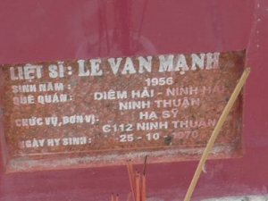 Nhắn tìm thân nhân liệt sỹ Lê Văn Mạnh