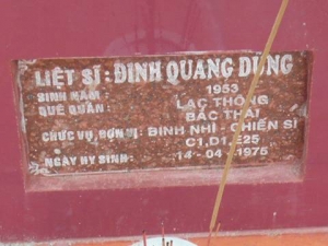 Nhắn tìm thân nhân liệt sỹ  Đinh Quang Dũng