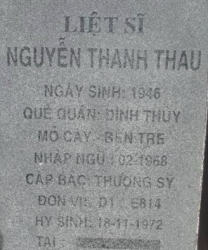 Tìm thân nhân liệt sĩ Nguyễn Thanh Thau