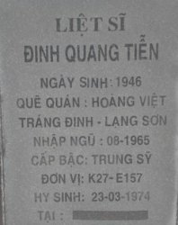 Tìm thân nhân liệt sĩ Đinh Quang Tiễn