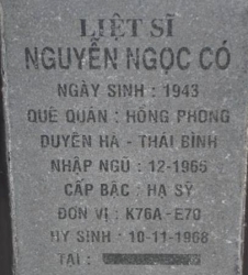 Tìm thân nhân liệt sĩ Nguyễn Ngọc Có