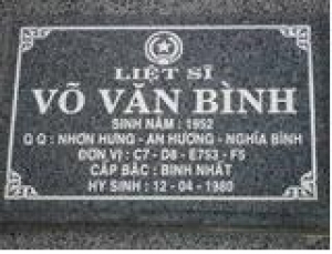 Tìm thân nhân liệt sĩ Võ Văn Bình