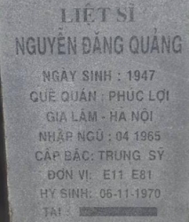 Tìm thân nhân liệt sĩ Nguyễn Đăng Quảng