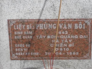 Nhắn tìm thân nhân liệt sỹ Phùng Văn Bôi