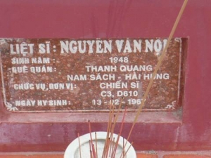 Nhắn tìm thân nhân liệt sỹ Nguyễn Văn Nội