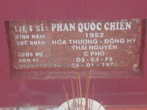 Nhắn tìm thân nhân liệt sỹ Phan Quốc Chiến