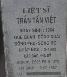 Tìm thân nhân liệt sĩ Trần Tấn Việt