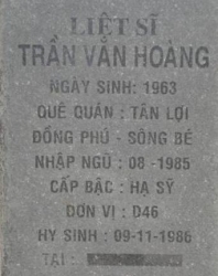 Tìm thân nhân liệt sĩ Trần Văn Hoàng