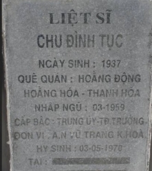 Tìm thân nhân liệt sĩ Chu Đình Tục