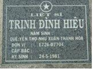 Tìm thân nhân liệt sĩ Trịnh Đình Hiệu