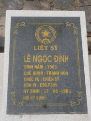 Nhắn tìm thân nhân liệt sỹ  Lê Ngọc Định