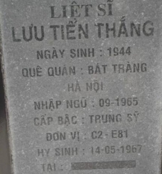 Tìm thân nhân liệt sĩ Lưu Tiến Thắng