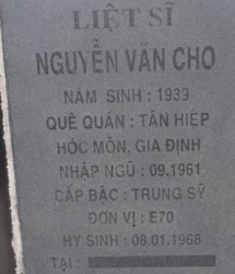 Tìm thân nhân liệt sĩ Nguyễn Văn Cho
