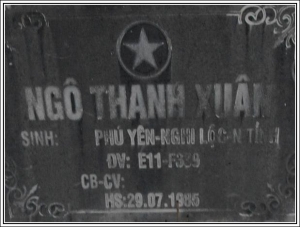 Nhắn tim thân nhân liệt sỹ Ngô Thanh Xuân