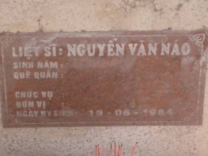 Nhắn tìm thân nhân liệt sĩ Nguyễn Văn Náo