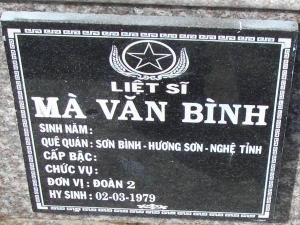 Nhắn tìm thân nhân liệt sỹ  Mà Văn Bình