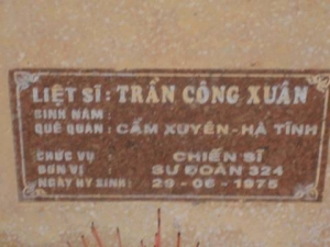 Nhắn tìm thân nhân liệt sỹ  Trần Công Xuân