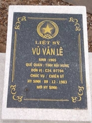 Nhắn tìm thân nhân liệt sỹ  Vũ Văn Lê