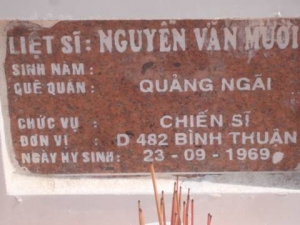 Nhắn tìm thân nhân liệt sỹ  Nguyễn Văn Mười