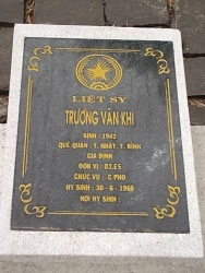 Nhắn Tìm Thân Nhân Liệt Sỹ Trương Văn Khi