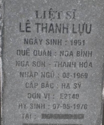 Tìm thân nhân liệt sĩ Lê Thanh Lựu