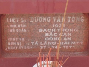 Nhắn tìm thân nhân liệt sỹ  Dương Văn Tòng