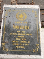  Nhắn tìm thân nhân liệt sỹ  Phạm Văn Tọa