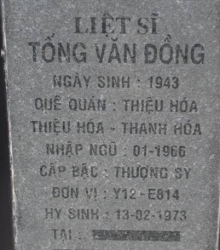 Tìm thân nhân liệt sĩ Tống Văn Đồng