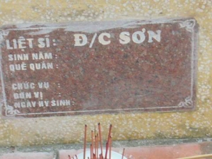 Nhắn tìm thân nhân liệt sĩ Sơn