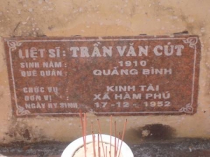 Nhắn tìm thân nhân liệt sỹ Trần Văn Cút