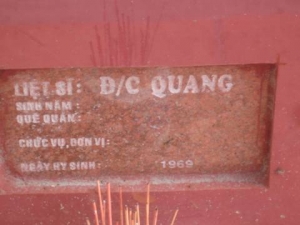 Nhắn tìm thân nhân liệt sĩ Quang