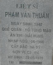Tìm thân nhân liệt sĩ Phạm Văn Thuân