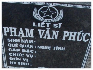 Nhắn tìm thân nhân liệt sỹ Phạm Văn Phúc