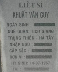 Tìm thân nhân liệt sĩ Khuất Văn Guy